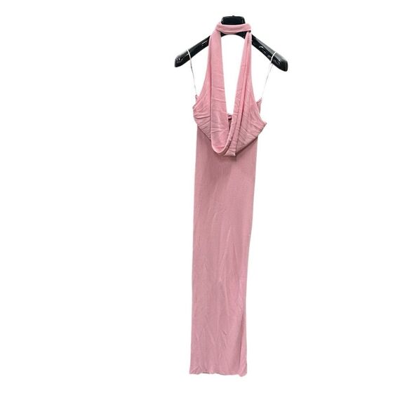 New Aya Muse Edo Halterneck Draped Maxi Dress XXS Light Pink - Picture 2 of 10